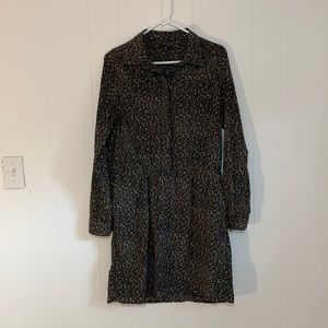 Gap long sleeve silky dress w/ button collar